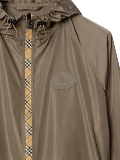 Burberry Check-trimmed Hooded Jacket In Brown