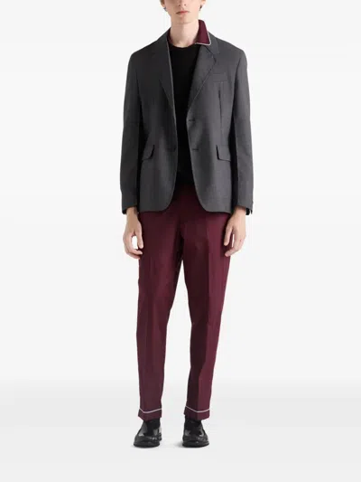 Prada Two-button Notch-lapel Blazer In Gray