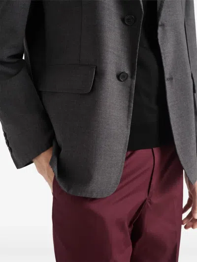 Prada Two-button Notch-lapel Blazer In Gray