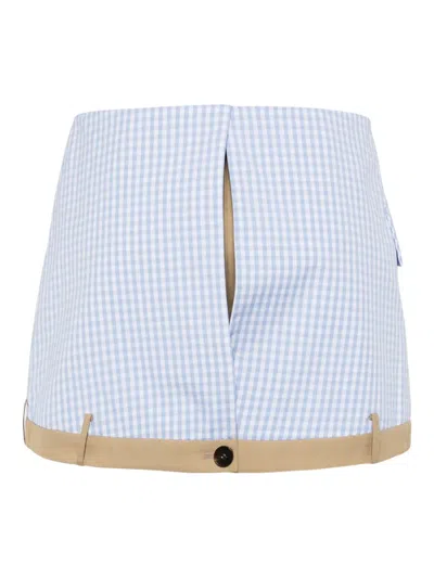 Besfxxk Check-print Asymmetric Shorts In Blue