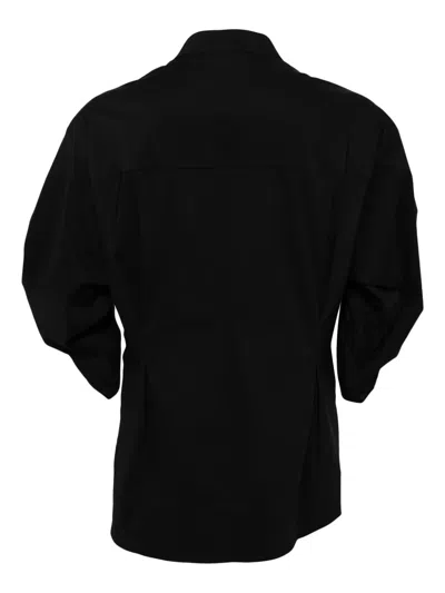Besfxxk Spread-collar Ruched Shirt In Black
