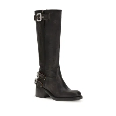 Chloé New Bikers Buckled Textured-leather Boots In Black