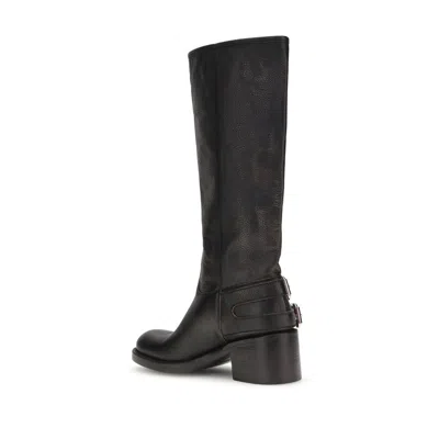 Chloé New Bikers Buckled Textured-leather Boots In Black
