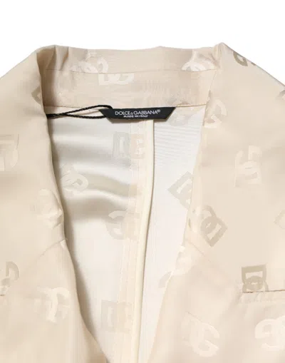 Dolce & Gabbana Beige Polyester Logo Monogram Coat Jacket In Neutral