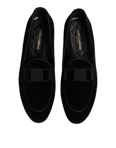 Dolce & Gabbana Mocassini Vivaldi In Velluto Nero Uomo In Black