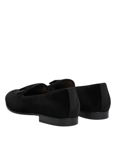 Dolce & Gabbana Mocassini Vivaldi In Velluto Nero Uomo In Black