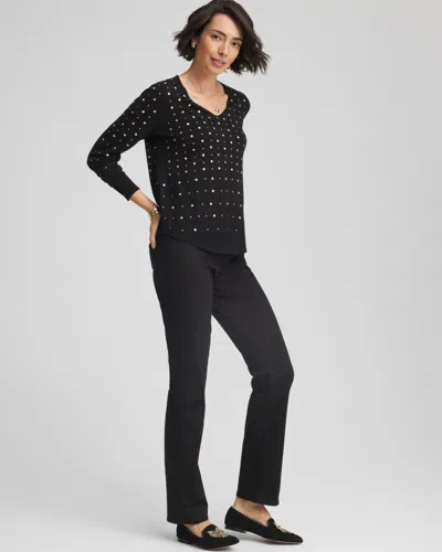 Chico's Pull-on Straight-leg Jeans In Black In Black