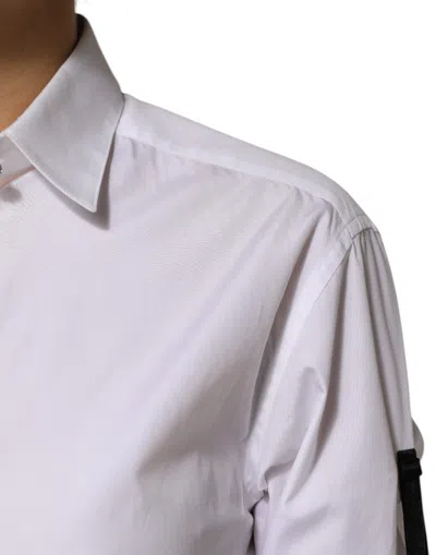 Dolce & Gabbana White Crystal Embellished Collared Shirt Top In White