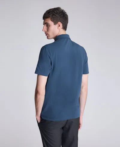 Kenneth Cole Performance Button Polo In Blue