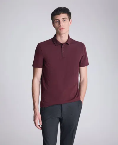 Kenneth Cole Performance Button Polo In Purple