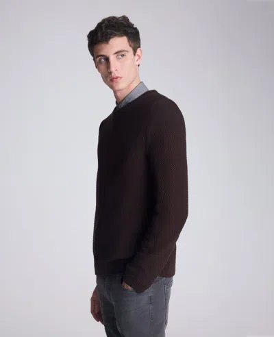 Kenneth Cole Popcorn Crew Sweater In Brown