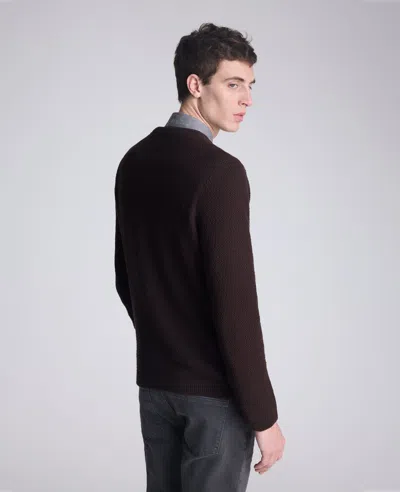 Kenneth Cole Popcorn Crew Sweater In Brown