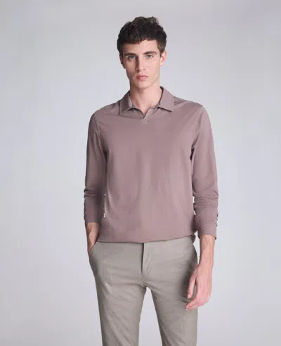 Kenneth Cole Performance Long Sleeve Johnny Collar Polo In Gray