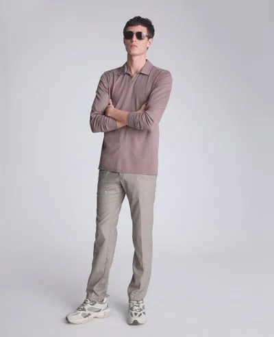 Kenneth Cole Performance Long Sleeve Johnny Collar Polo In Gray