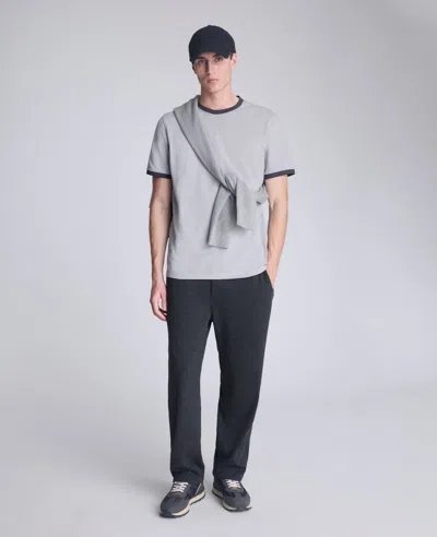 Kenneth Cole Ribbed Crewneck Tee In Gray