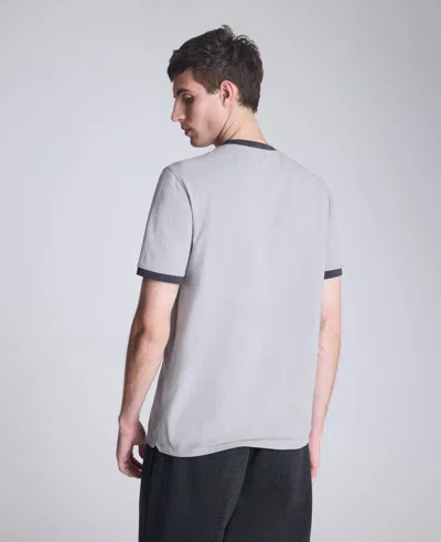 Kenneth Cole Ribbed Crewneck Tee In Gray