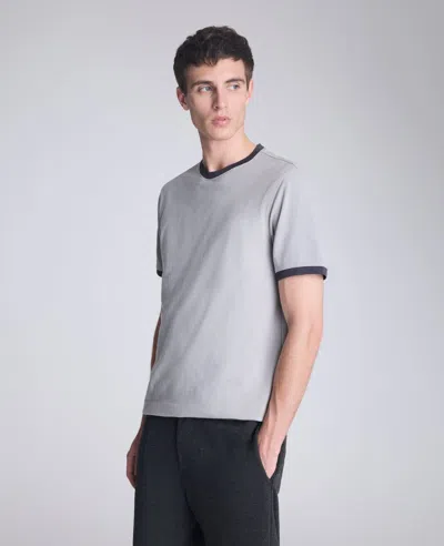 Kenneth Cole Ribbed Crewneck Tee In Gray