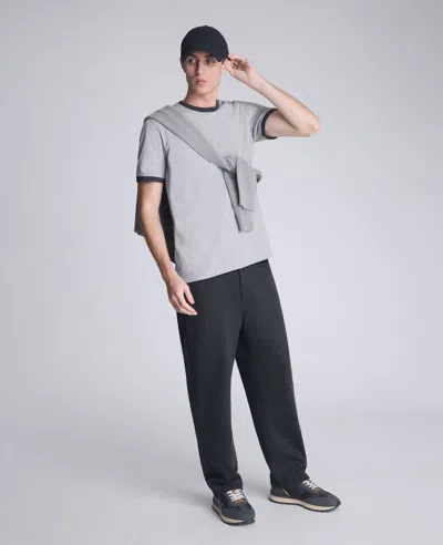 Kenneth Cole Ribbed Crewneck Tee In Gray