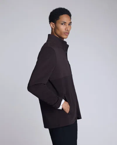 Kenneth Cole Mock Neck Full Zip Jacket In Brown