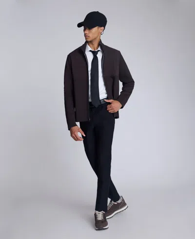 Kenneth Cole Mock Neck Full Zip Jacket In Brown