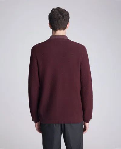 Kenneth Cole Popcorn Crew Sweater In Burgundy