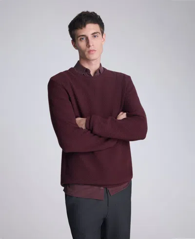 Kenneth Cole Popcorn Crew Sweater In Burgundy
