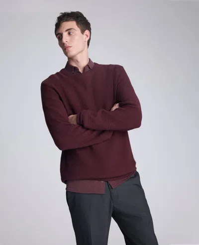Kenneth Cole Popcorn Crew Sweater In Burgundy
