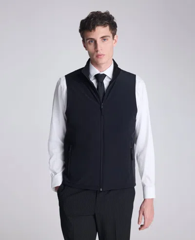 Kenneth Cole Mixed Media Vest In Blue