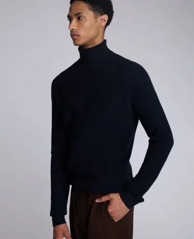 Kenneth Cole Foldover Turtleneck Sweater In Blue