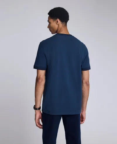 Kenneth Cole Ribbed Crewneck Tee In Blue