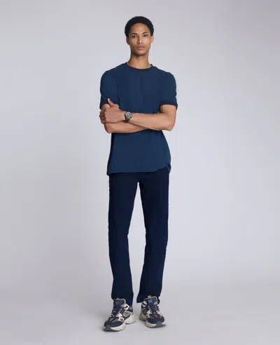 Kenneth Cole Ribbed Crewneck Tee In Blue