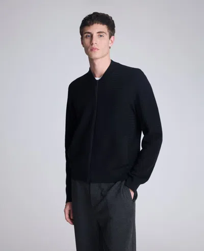 Kenneth Cole Sweater Bomber Jacket In Black