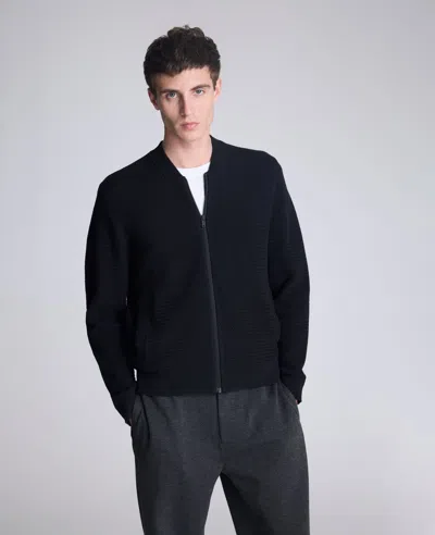 Kenneth Cole Sweater Bomber Jacket In Black