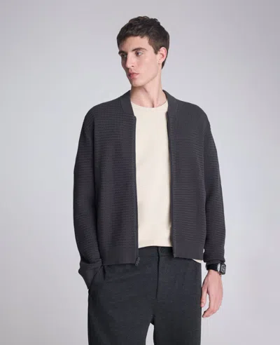 Kenneth Cole Sweater Bomber Jacket In Black