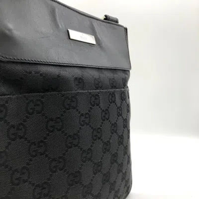 Pre-owned Gucci Black Gg Canvas Leather Shoulder Bag ()