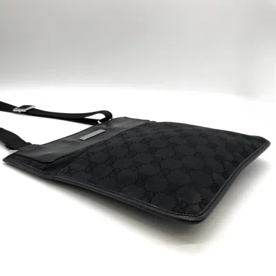 Pre-owned Gucci Black Gg Canvas Leather Shoulder Bag ()