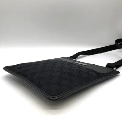Pre-owned Gucci Black Gg Canvas Leather Shoulder Bag ()