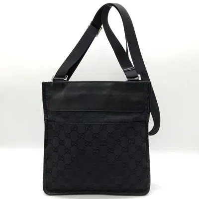 Pre-owned Gucci Black Gg Canvas Leather Shoulder Bag ()