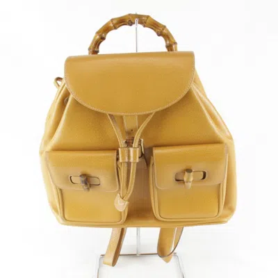 Pre-owned Gucci Black Leather Bamboo Backpack ()