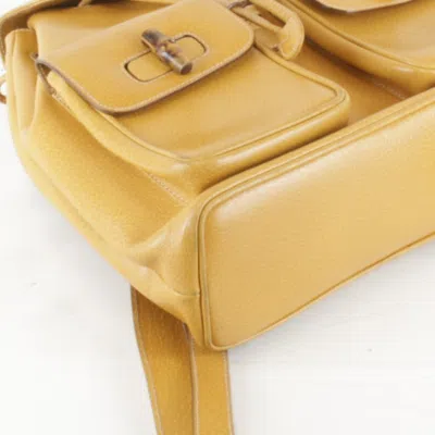 Pre-owned Gucci Black Leather Bamboo Backpack ()