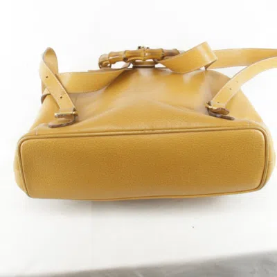 Pre-owned Gucci Black Leather Bamboo Backpack ()