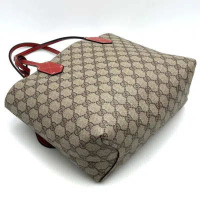 Pre-owned Gucci Brown Red Color Pvc Tote Bag ()