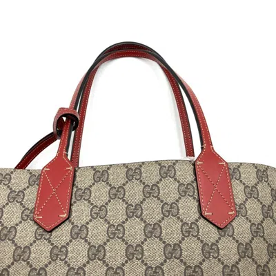 Pre-owned Gucci Brown Red Color Pvc Tote Bag ()
