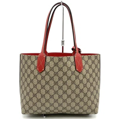 Pre-owned Gucci Brown Red Color Pvc Tote Bag ()