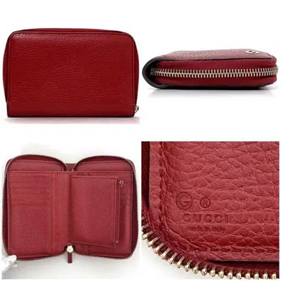 Pre-owned Gucci Red Color Leather Wallet (bi-fold) ()