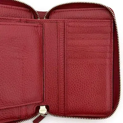 Pre-owned Gucci Red Color Leather Wallet (bi-fold) ()