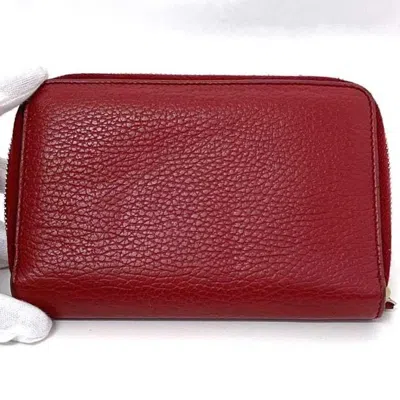 Pre-owned Gucci Red Color Leather Wallet (bi-fold) ()