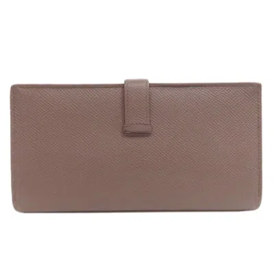 Pre-owned Hermes Etain Epsom Leather Wallet (bi-fold) () In Gray