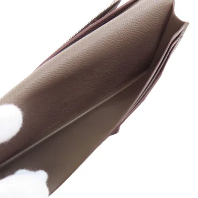 Pre-owned Hermes Etain Epsom Leather Wallet (bi-fold) () In Gray