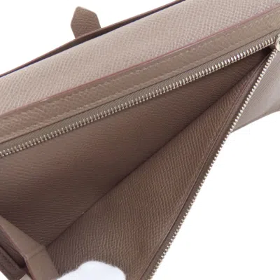 Pre-owned Hermes Etain Epsom Leather Wallet (bi-fold) () In Gray
